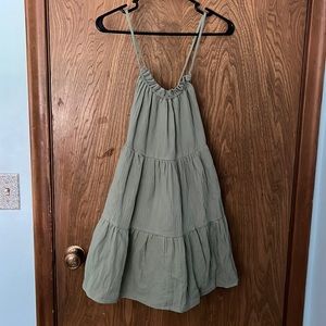 mint green open back ruffle hem cami dress size small (4)